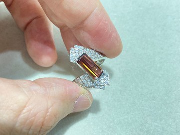 天然 碧璽 戒指 印度製 925純銀 手工製