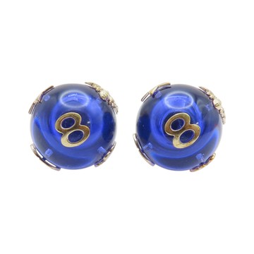 Dior 迪奧 藍色 金屬 PVC 四葉草/星星/蜜蜂 Tribales 針式耳環 E2319WOMPL 【二手名牌BRAND OFF】