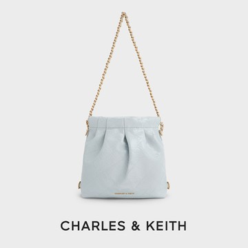 【CHARLES & KEITH】快速出貨! Duo 細鍊抓皺後背包(S)｜時髦通勤必備