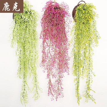 仿真金鐘柳壁掛 家居餐廳墻飾塑料藤條壁掛 植物墻裝飾吊籃花