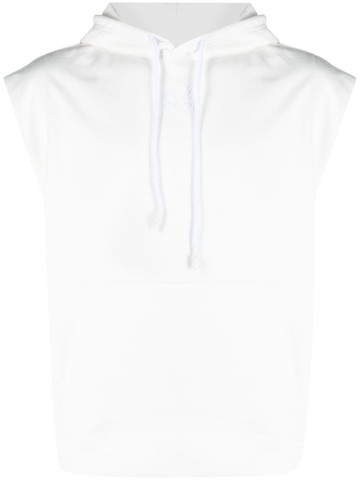 44 LABEL GROUP - logo-print sleeveless hoodie - men - Cotton - XL - White