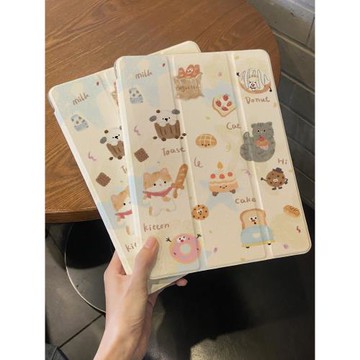 適用于ipad保護套pro11帶筆槽2022平板殼air5/4/3美食小貓mini6三折ipad10/9十代氣囊防摔2021硅膠10.2寸透明