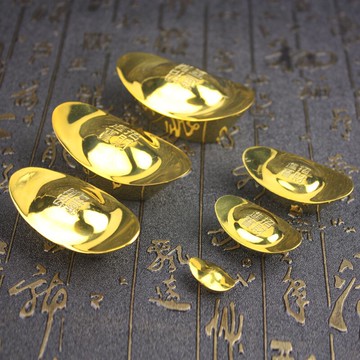 包郵吉祥 純銅實心金元寶擺件 招財進寶大元寶供財神禮品精美貢品