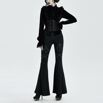 內在教堂皮革圖騰喇叭褲