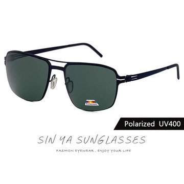【SINYA】頂級薄鋼無螺絲彈力偏光墨鏡 Polarized飛行方框墨鏡 墨綠色 輕量18g/防眩光/遮陽/抗UV400 N274