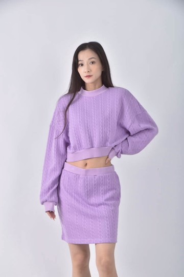 (L) shein菱格紋紫色套裝