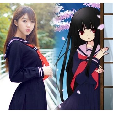 大碼地獄少女男衣服cd變裝校服水手服偽娘連衣裙女裝大佬男套裝