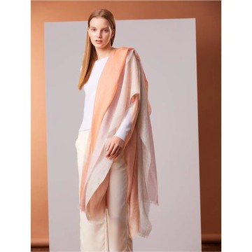 ST.MALO秘魯皇家幼羊駝蠶絲漸層幻彩緞光四色披肩-獨