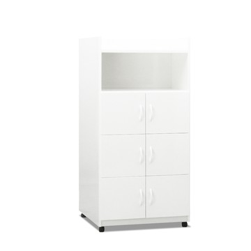 ASSARI-防潮防蛀塑鋼緩衝六門開放碗盤櫃-附輪(寬64x深42x1胡桃