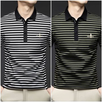 【巴黎精品】現貨+預購 夏季短袖上衣男襯衫高爾夫球衫條紋翻領打底衫休閒帥氣T恤-薄款男POLO衫3色a1jw6