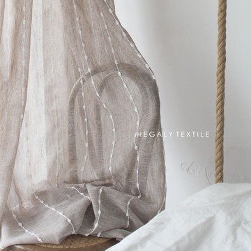 ❤️新品❤️ 亞麻窗紗毛毛球日式豎條透光北歐客廳民宿咖啡館拍攝背景 居家 簡約 定制 客廳 窗簾