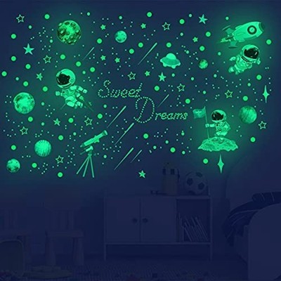 842 Pcs Wall Stickers Glow in The Dark Bedroom Wall Decals Astronaut Rocket