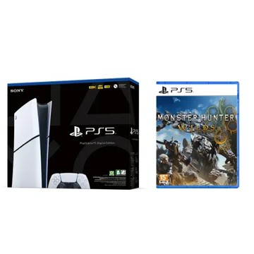 PS5 Slim 數位版主機+PS5 魔物獵人 荒野 中文版 台灣公司貨