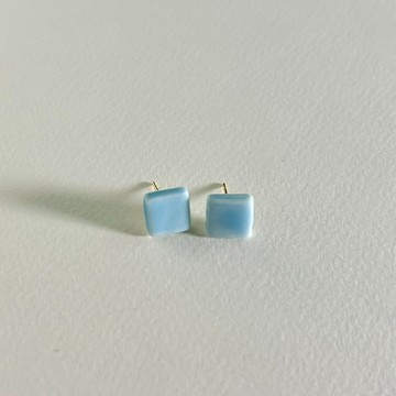 白瓷空氣藍耳環 Air Blue 小方形