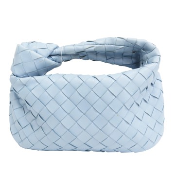 【二手名牌BRAND OFF】BOTTEGA VENETA BV 寶緹嘉 水藍色 羊皮編織 Mini Jodie 手提包
