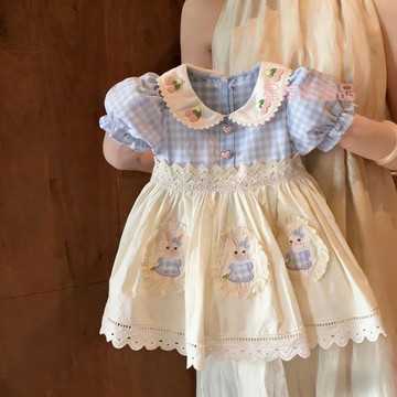 🎀biubiu童裝🎀女童洛麗塔公主裙夏季新款女寶寶洋氣甜美泡泡袖娃娃領連衣裙