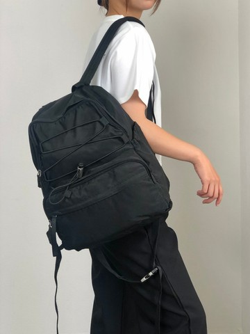 【日本直送名牌中古包】PRADA 普拉達 後背包 黑色 三角標 抽繩 尼龍 復古 8a5c5r