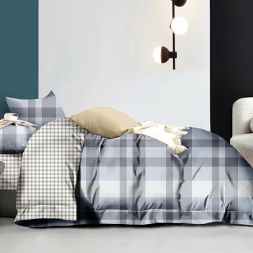 【FOCA】韓風設計100%精梳純棉四件式兩用被床包組(雙人)-洛城時光  四件式  雙人  洛城時光