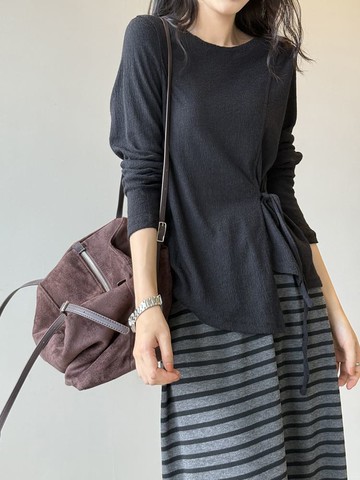 【設計師款】落日升晨收腰側綁帶薄棉上衣-20169