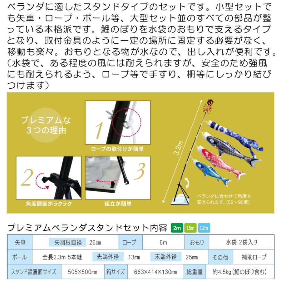 徳永こいのぼり　黄金の輝き鯉　真・太陽　プレミアムベランダスタンドセット　1.5m　桜風吹流し