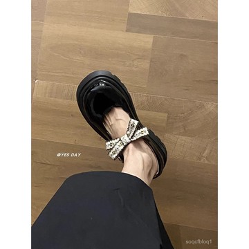 鞋增高日係新款配裙子厚底蝴蝶結瑪麗珍百搭jk2025年碎花小皮鞋女