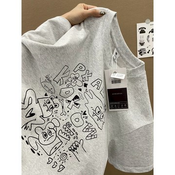 太好看了一定要入！t恤 質感衣服 創意塗鴉 設計感上衣 美式復古衣服 休閒上衣 寬鬆衣服 美式上衣 夏天衣服女 潮牌衣服