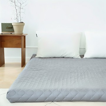 livmom 12區折疊人生床墊 + 絎縫床罩  加大單人床  菱格木炭灰色  7cm