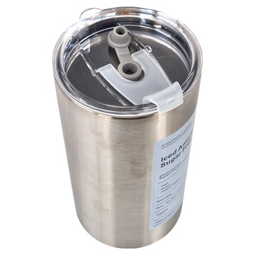 304雙層不鏽鋼帶蓋吸管杯 600ML 保溫保冷  銀色  1個