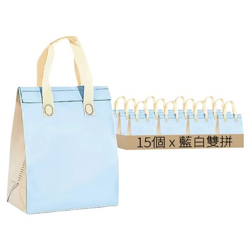 手提保溫袋 多層保溫效果 長效保冷 鋁箔內裡 防水防污 耐用承重  20.5 x 11.2 x 26cm  藍白雙拼  15個