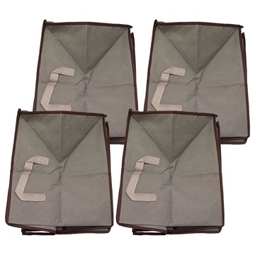 FANCY LIFE 棉被衣物收納袋 橫式收納 90L  三層竹炭複合面料 防塵除臭 雙向拉鍊 時尚壓花設計  灰色  60 x 37 x 47cm  4個