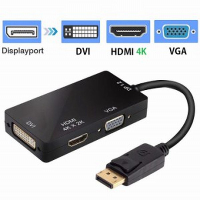 送料無料 端子displayport1 2 To Hdmi Dvi Vga 変換アダプタ Displayport1 2 Dvi 24 1 ピン Vga ミニ D Sub 15ピン Hdmi4k2k 2160p ブラ 通販 Lineポイント最大1 0 Get Lineショッピング