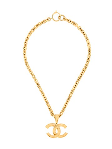 CHANEL Pre-Owned - CC logo pendant necklace - women - 18kt Gold Plated Brass - One Size - Metallic