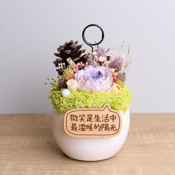 現貨-紫夢 乾燥花名片夾盆栽 客製字牌 禮物生日新年開運招財禮物