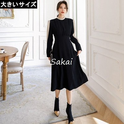 大きいサイズ レディース 配色ワンピース セミフォーマル バックリボン 背中あき Ll 3l 4l 5l 6l ブラック ネコポス不可 Wm 通販 Lineポイント最大get Lineショッピング