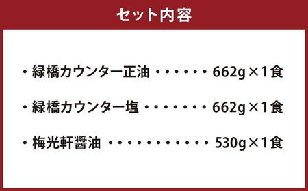 旭川ラーメン　緑橋カウンター（しょうゆ・しお）・梅光軒（しょうゆ）　３食セット（冷凍ラーメン）