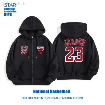 公牛隊 NBA 韓版拉鏈連帽外套 刷毛外套 外套oversize 外套 開衫 衛衣 學生 秋冬 加絨外套