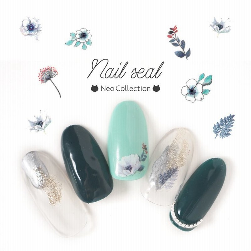 ネイルシール ボタニカル Hanvyi 402 ジェルネイルシール 花 リーフ ネイルアート セルフネイル フラワー ブルー グリーン ホワイト 通販 Lineポイント最大0 5 Get Lineショッピング