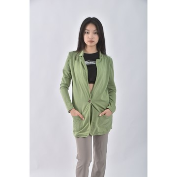 (M) queen shop翻領排扣綠色外套二手衣