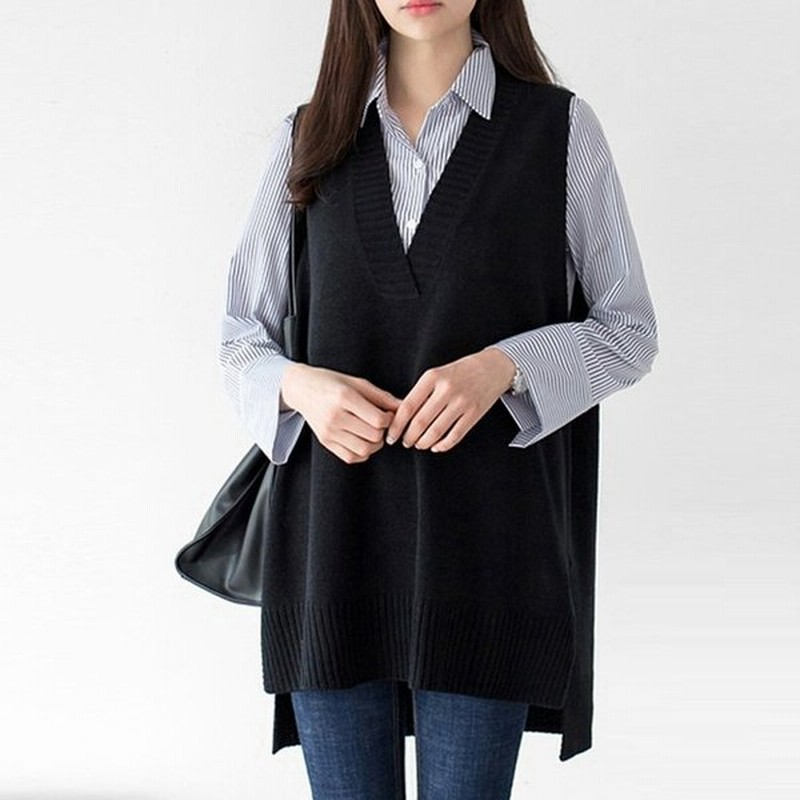 ニットベスト ロングニットベスト レディース 大きいサイズ Vネック 秋冬 オフィス チュニック オーバーサイズ スリット Vネックベスト きれいめ ニットベスト 通販 Lineポイント最大0 5 Get Lineショッピング