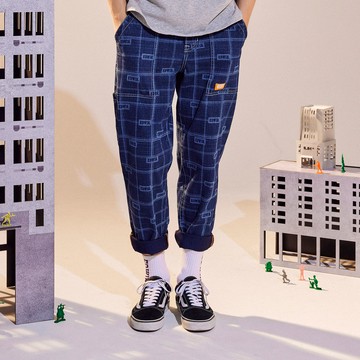 EDWIN｜橘標｜男裝｜格紋工裝丹寧錐形褲