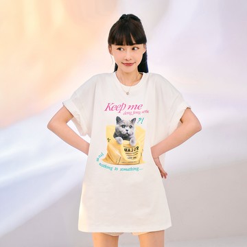 袋中俄羅斯藍貓刺繡印花T