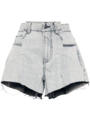 JNBY - logo-patch cotton shorts - women - Cotton - XS - Blue