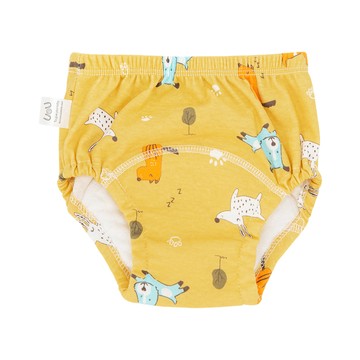 JoyNa - 學習褲 嬰兒尿布褲 鬆緊隔尿褲-3件入-黄底多色狗+隨機2入
