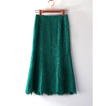 魚尾裙半身裙中長款2026新款蕾絲裙子修身顯瘦包臀裙夏季綠色長裙