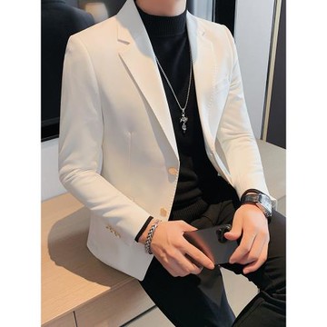 男士西裝外套春秋新款高級感百搭商務單西上衣英倫風修身休閑西服