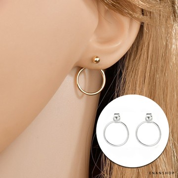 銀珠後掛圓形耳環 龐克耳環 圈圈耳環 圓形耳環 惡南宅急店0350d