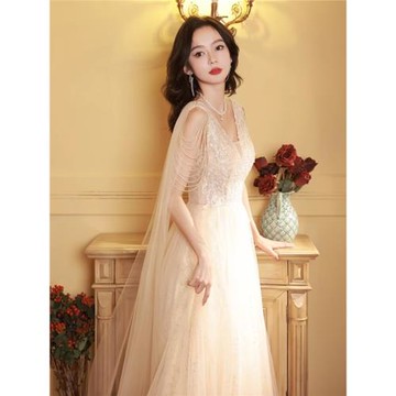 晚禮服女高端輕奢小眾高級感主持人聲樂大合唱古箏鋼琴演出服長裙