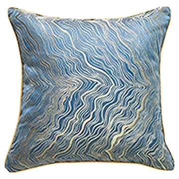 好物良品 歐式奢華波紋金絲刺繡沙發抱枕套 藍色 棉  45 x 45cm