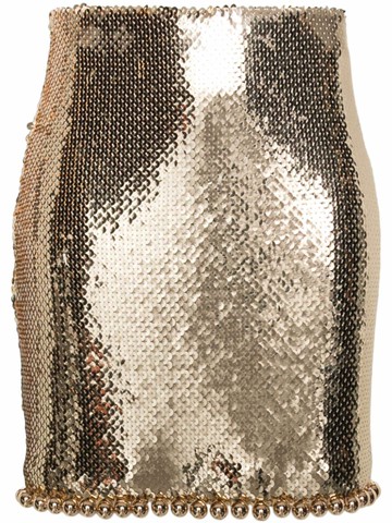 Rabanne - sequin-embellished mini skirt - women - Cupro/Polyamide/Polyester/Spandex/Elastane/Polyamide - 34 - Gold