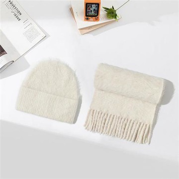 【米蘭精品】圍巾針織披肩-高檔羊駝絨針織帽毛線帽圍巾男女配件5色74io26